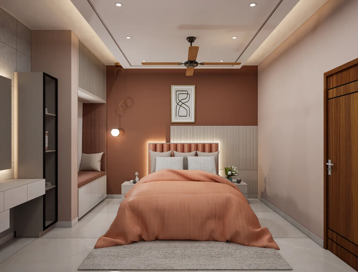 Bedroom interior at Chittazha designed by Radianz