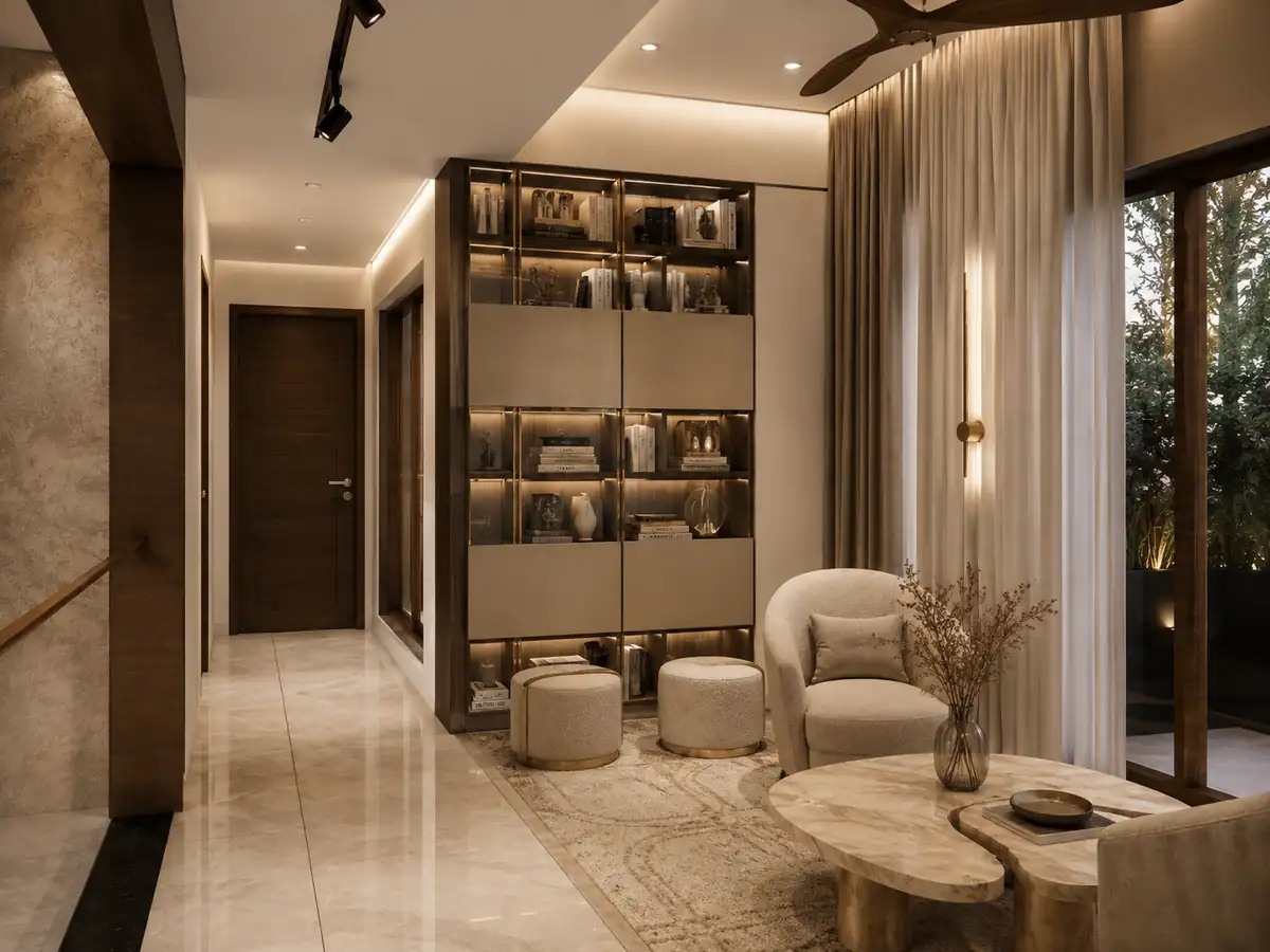 Entrance foyer in a Kerala home designed by Radianz