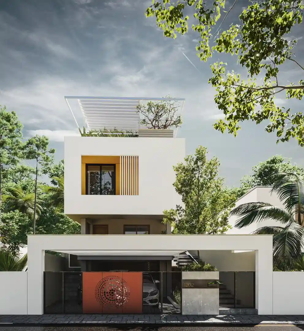 Residence facade in Paruthippara, Trivandrum - architecture by Radianz, architects in Trivandrum, view 2