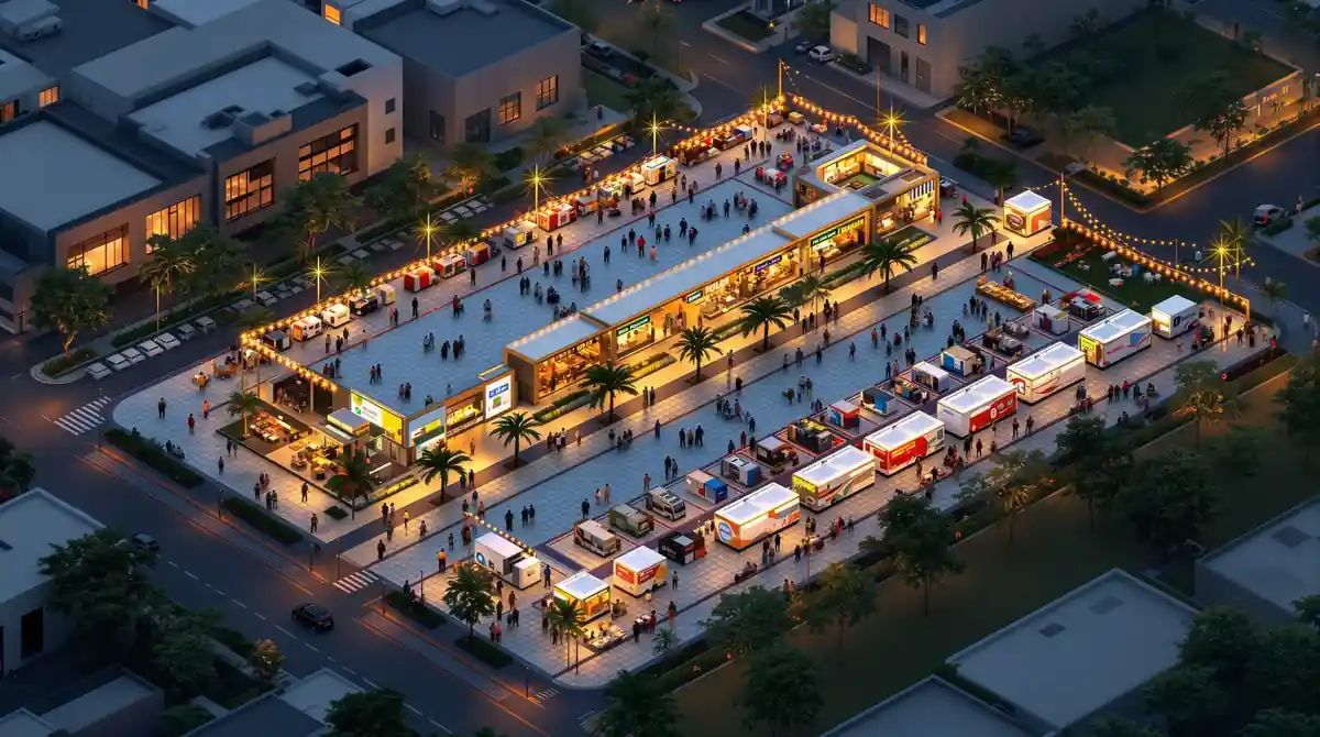 Food truck park commercial design in Trivandrum - architecture by Radianz, architects in Trivandrum, view 2