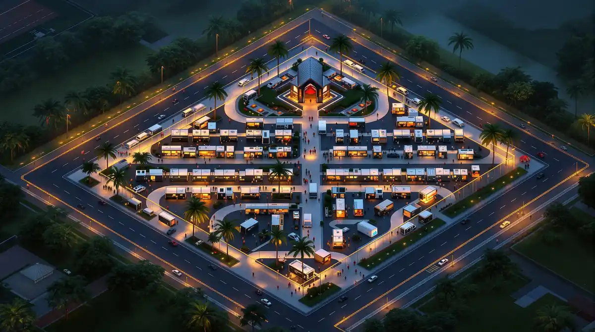 Food truck park commercial design in Trivandrum - architecture by Radianz, architects in Trivandrum, view 1