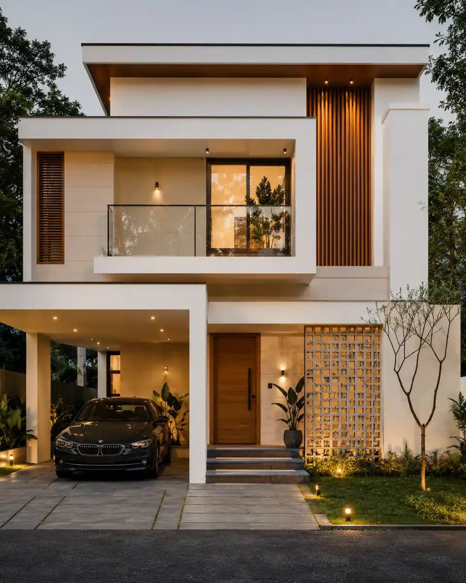 Contemporary house elevation in Trivandrum - architecture by Radianz, architects in Trivandrum, view 5