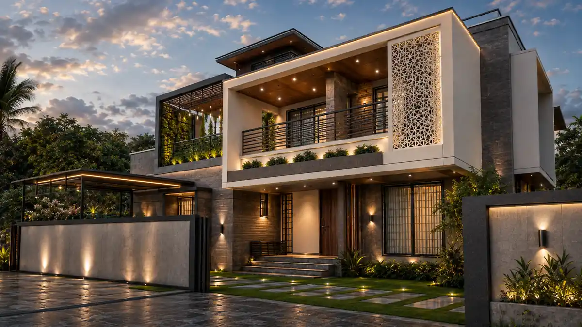 House design in Chavadimukku, Trivandrum - architecture by Radianz, architects in Trivandrum, view 2