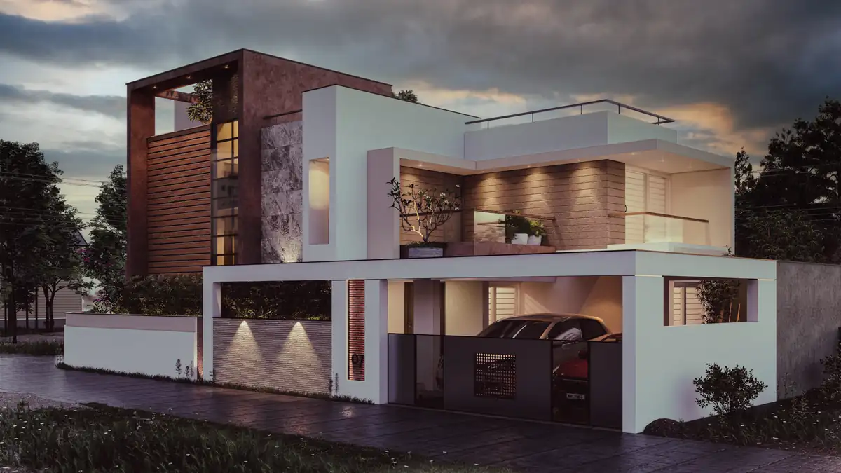House design near Greenfield Stadium, Trivandrum - architecture by Radianz, architects in Trivandrum, view 2