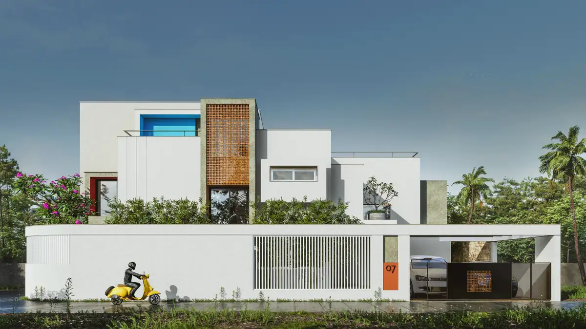 House design in Pothencode, Trivandrum - architecture by Radianz, architects in Trivandrum, view 1