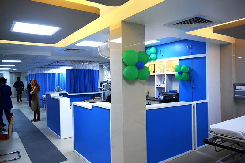 Orthodontics reception at Al Arif Hospital, Kerala - healthcare interior design by Radianz, architects in Trivandrum