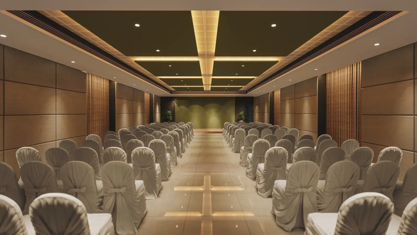 Banquet hall at Amigos Hotel, Trivandrum - hotel interior design by Radianz, architects in Trivandrum