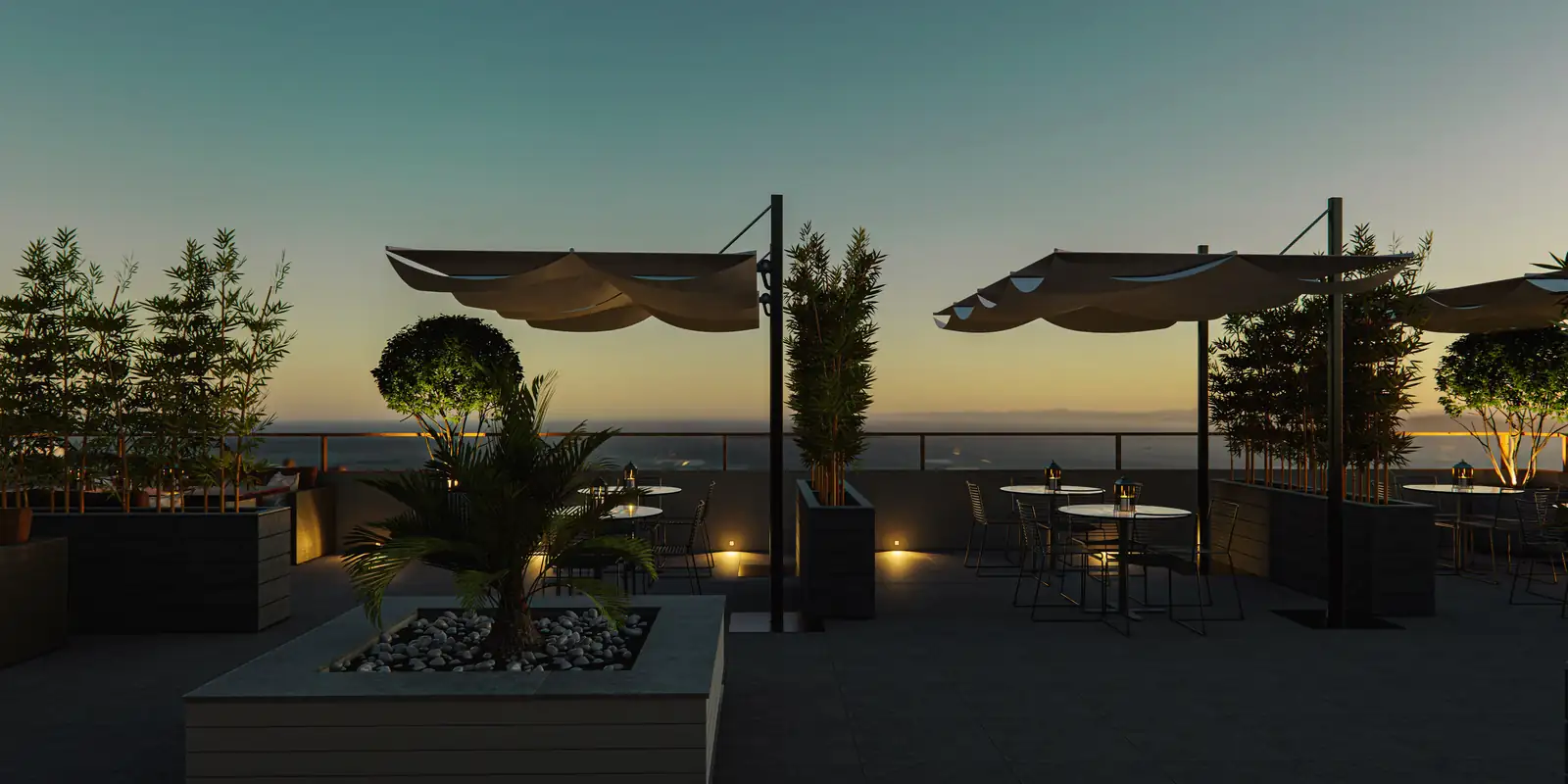 Terrace garden at Amigos Hotel, Trivandrum - hotel interior design by Radianz, architects in Trivandrum