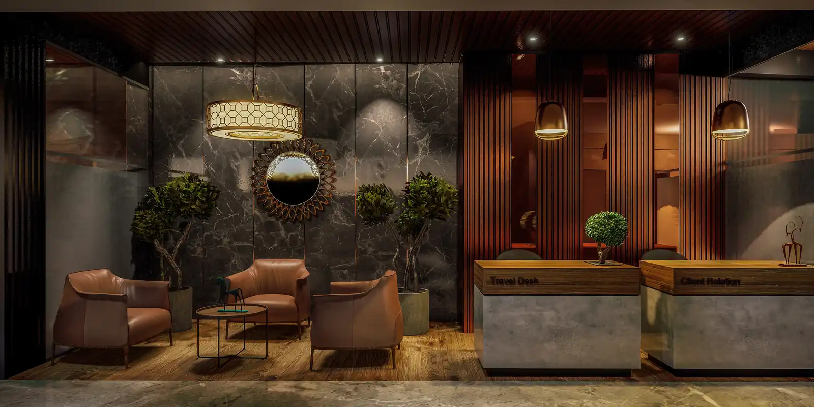 Waiting area at Amigos Hotel, Trivandrum - hotel interior design by Radianz, architects in Trivandrum