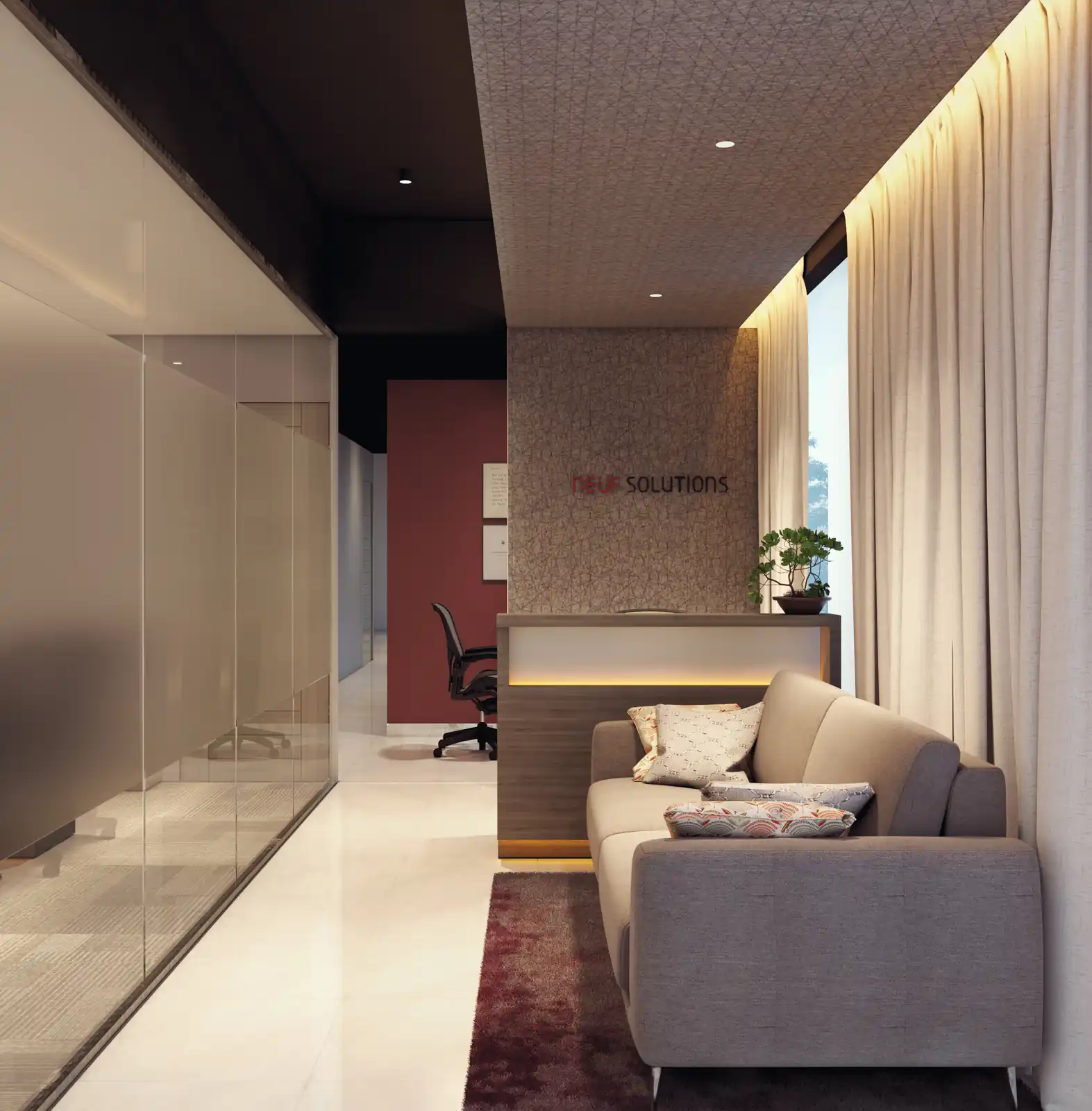 Showroom reception at Bose Audio, Edappazhanji, Trivandrum - retail interior design by Radianz, architects in Trivandrum