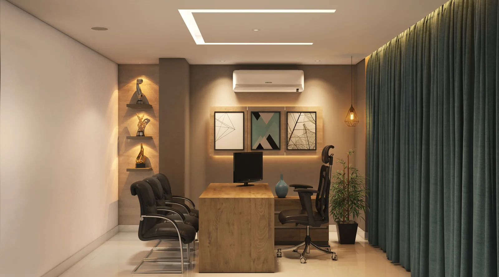 Managing director cabin at Cokonet Academy, Kerala - workplace interior design by Radianz, architects in Trivandrum