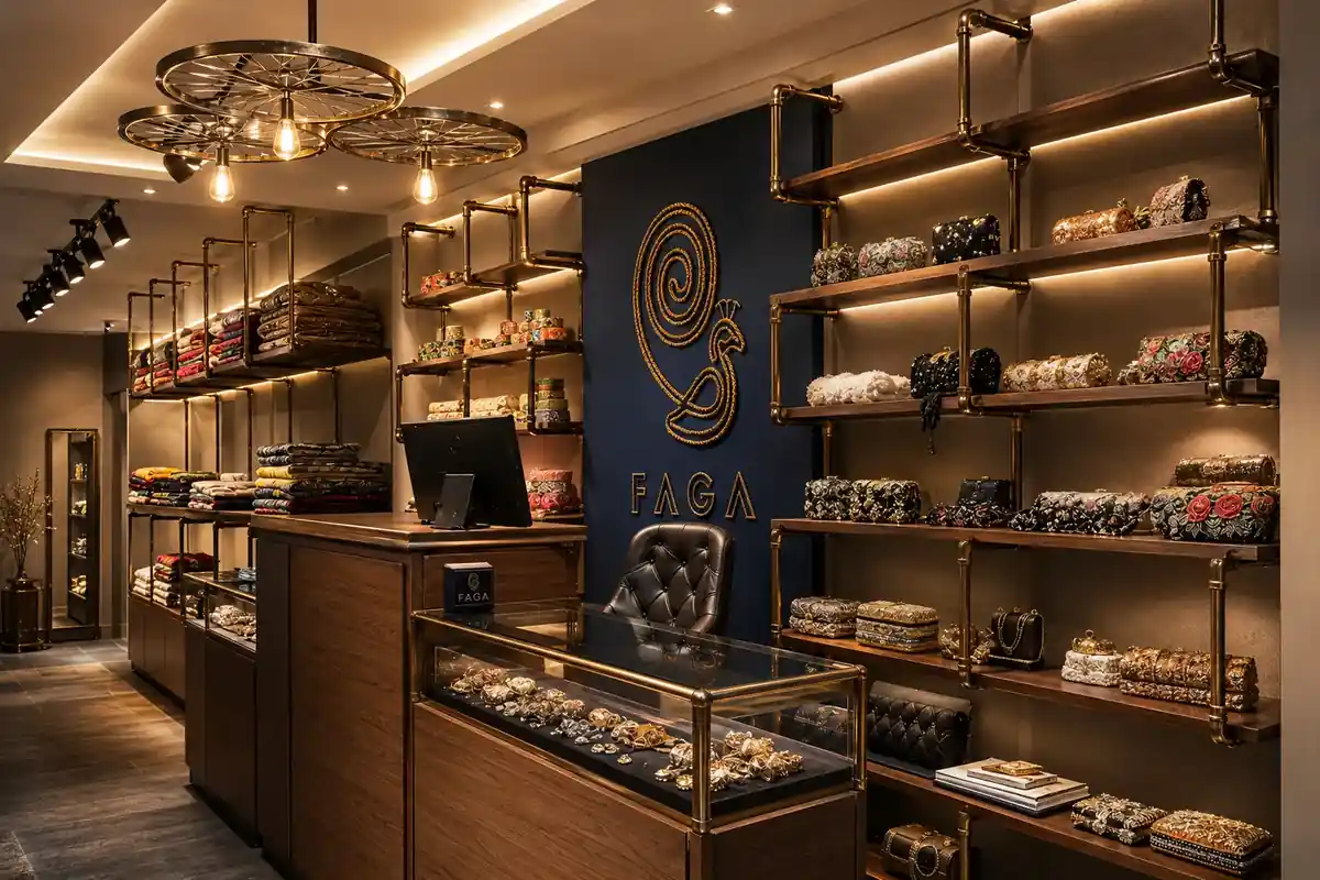 Boutique store interior at Faga, Kerala - retail interior design by Radianz, architects in Trivandrum