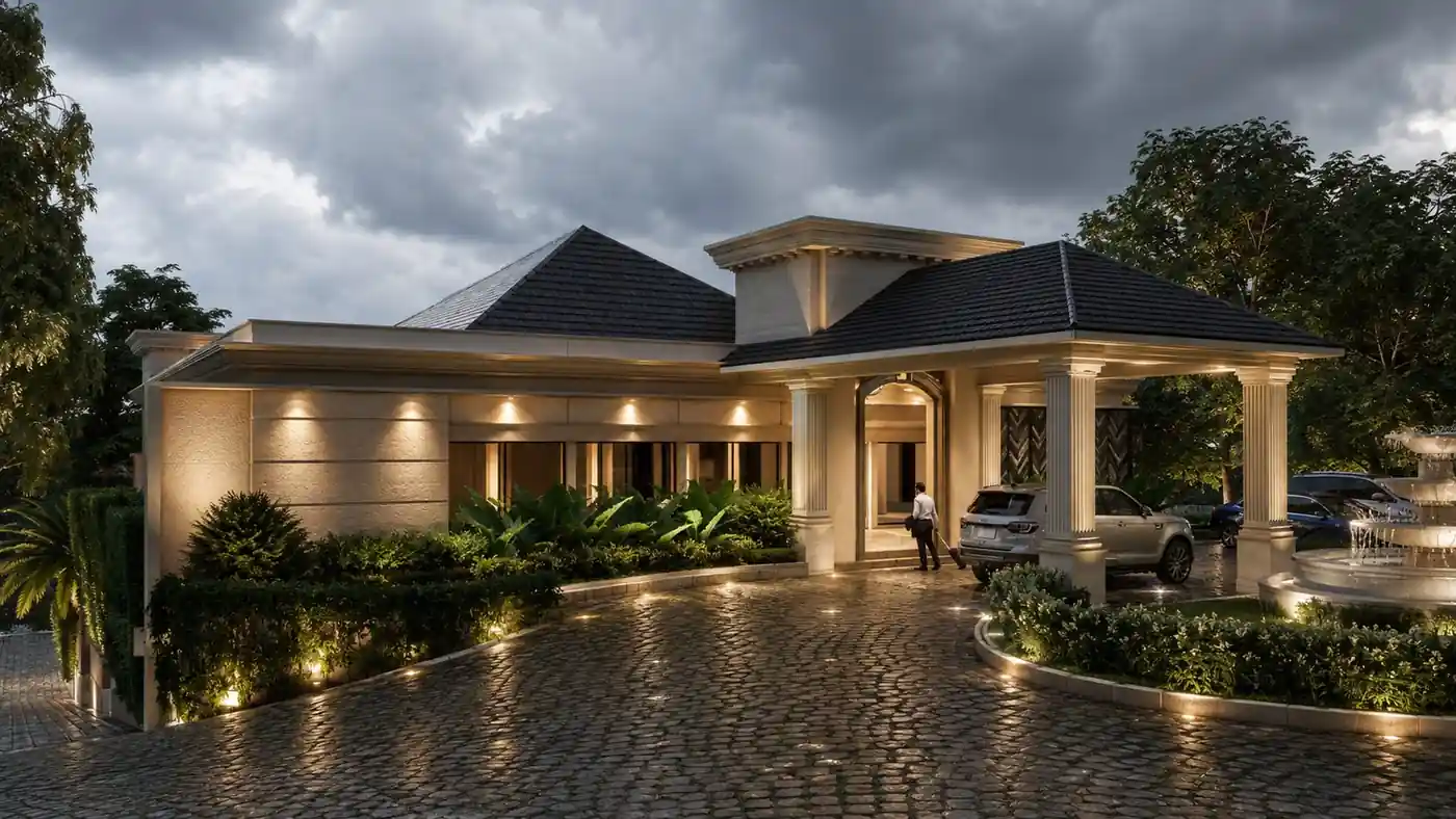 Villa block exterior, Wayanad - concept design visualisation by Radianz