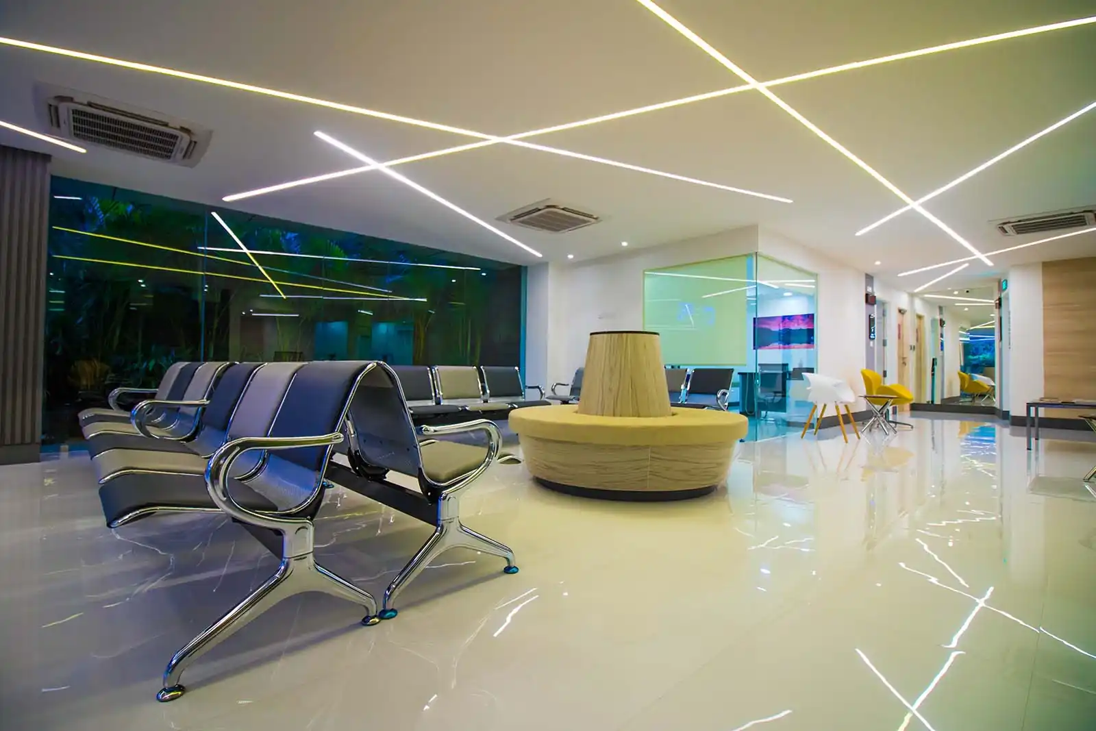 Lobby at Sanghi Medical Centre, Kerala - healthcare interior design by Radianz, architects in Trivandrum