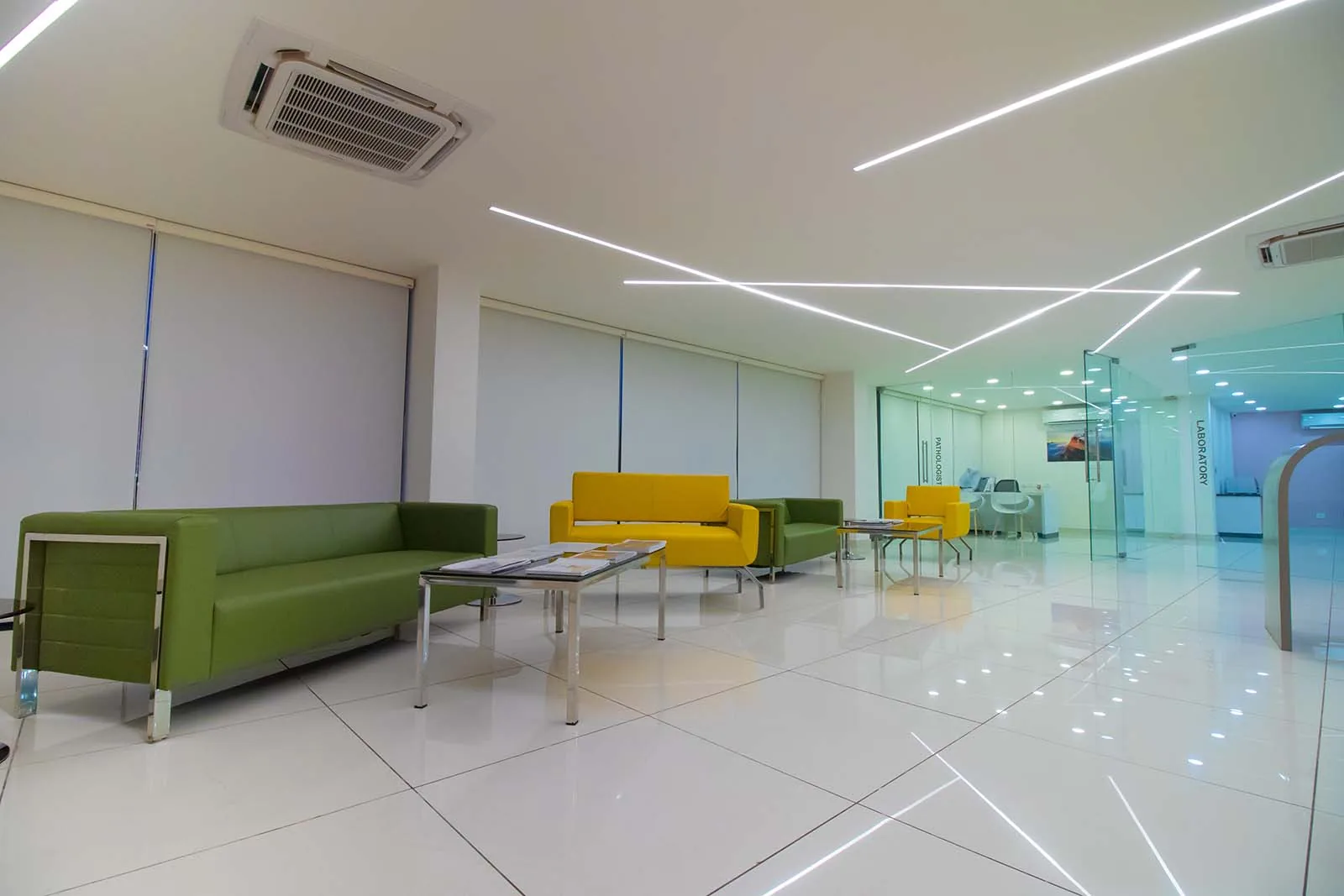 Patient lounge at Sanghi Medical Centre, Kerala - healthcare interior design by Radianz, architects in Trivandrum