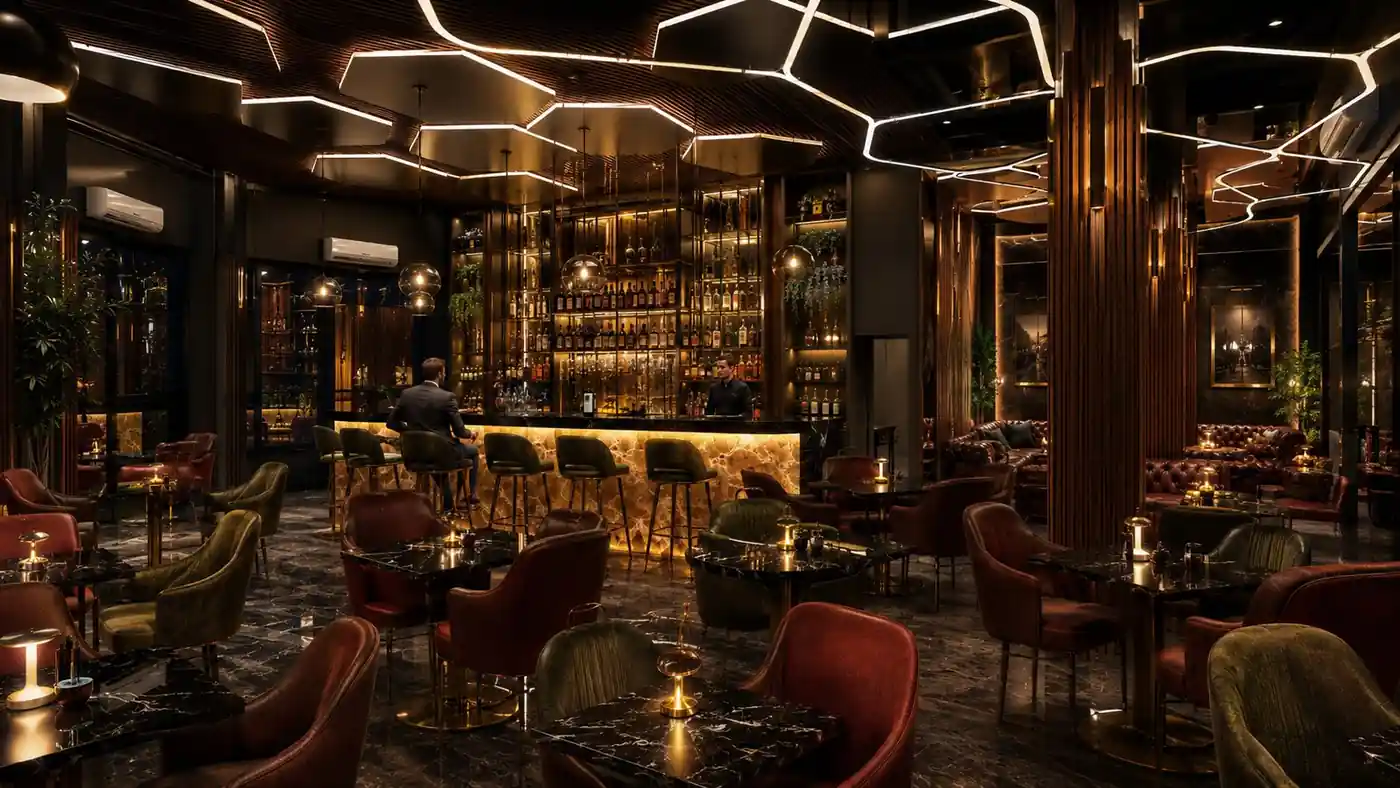Hotel bar interior designed by Radianz
