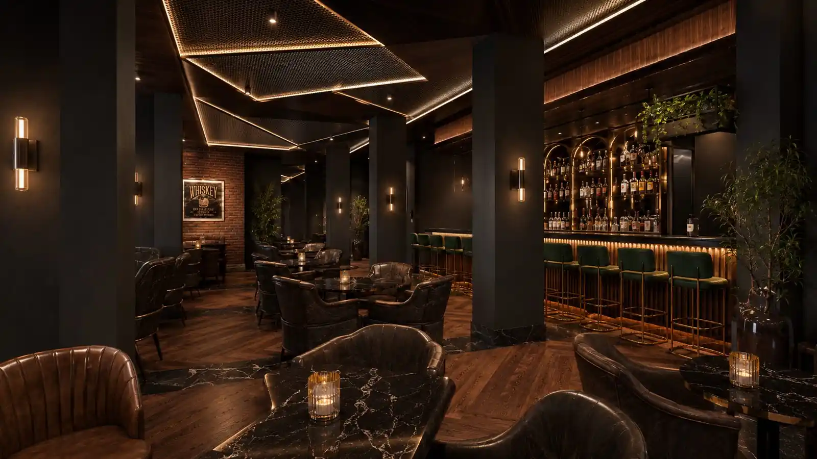 Cocktail bar lounge seating at Searock, Ernakulam - hospitality interior design by Radianz, architects in Trivandrum