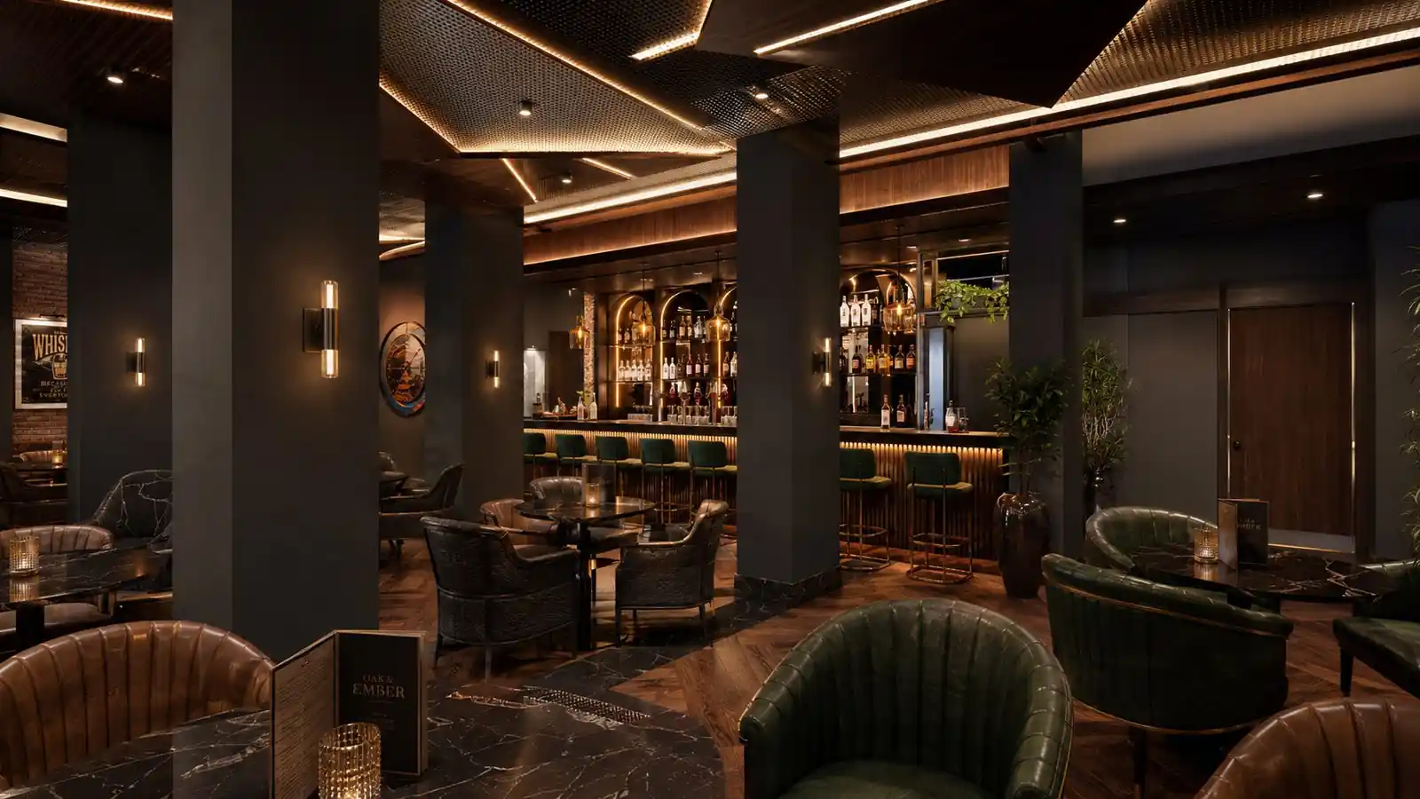 Cocktail lounge bar at Searock, Ernakulam - hospitality interior design by Radianz, architects in Trivandrum