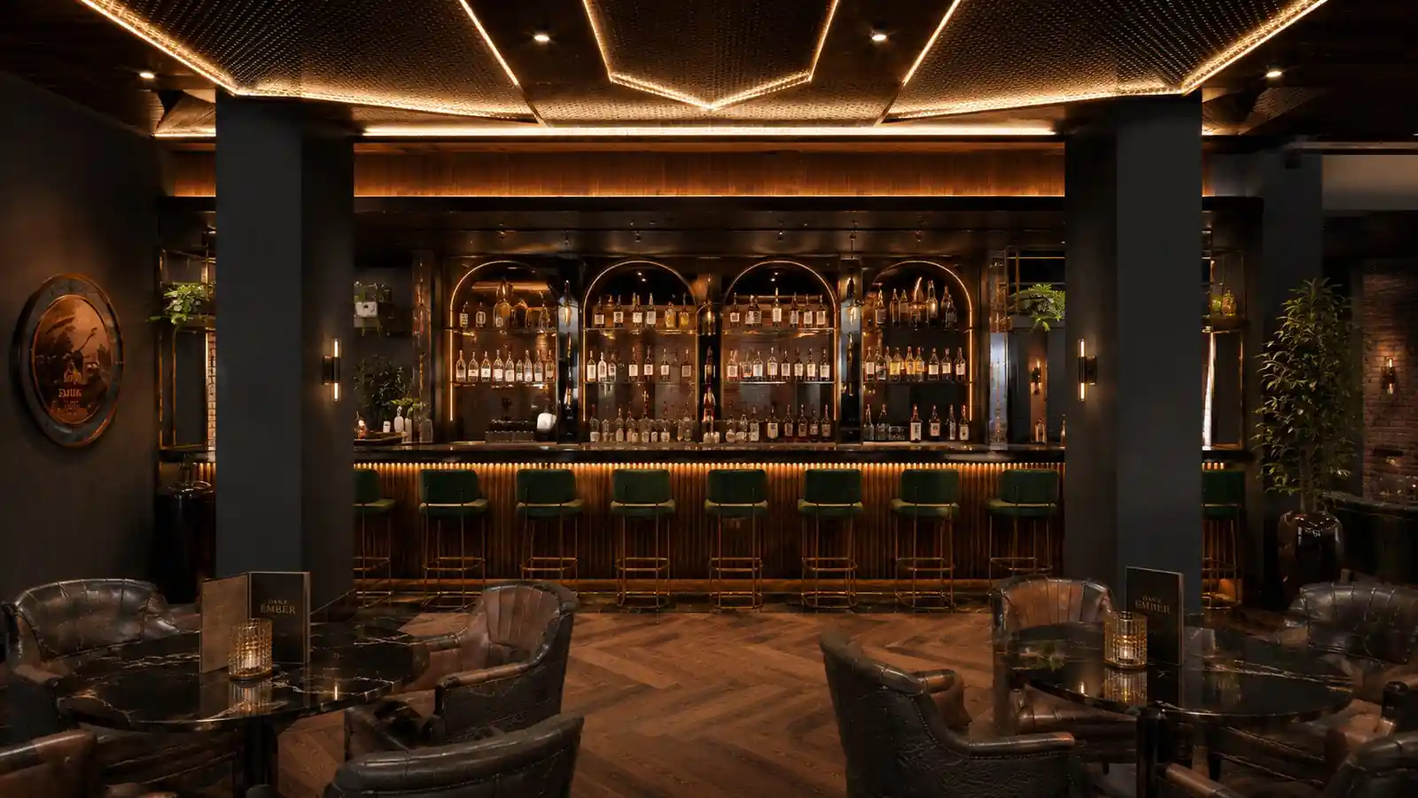 Lounge bar back-bar counter at Searock, Ernakulam - hospitality interior design by Radianz, architects in Trivandrum