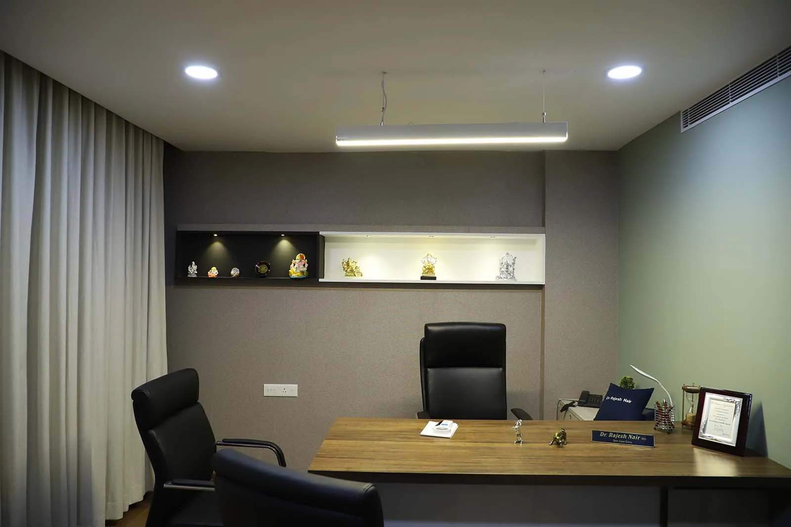 Waiting area at Skincare med-spa, Kerala - wellness clinic interior design by Radianz, architects in Trivandrum