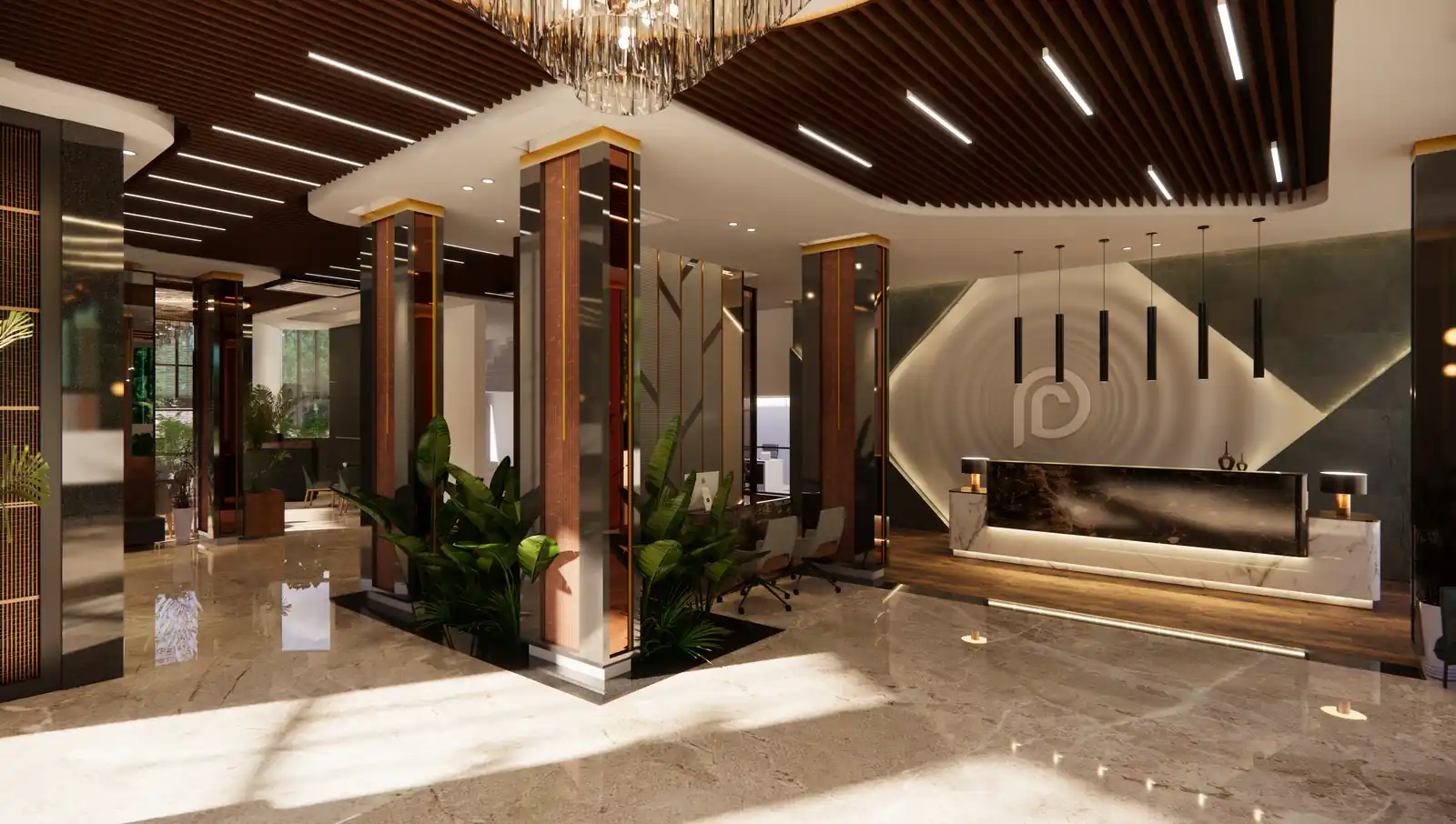 Lounge bar at Travancore Hotel, Vazhayila, Trivandrum - hotel interior design by Radianz, architects in Trivandrum