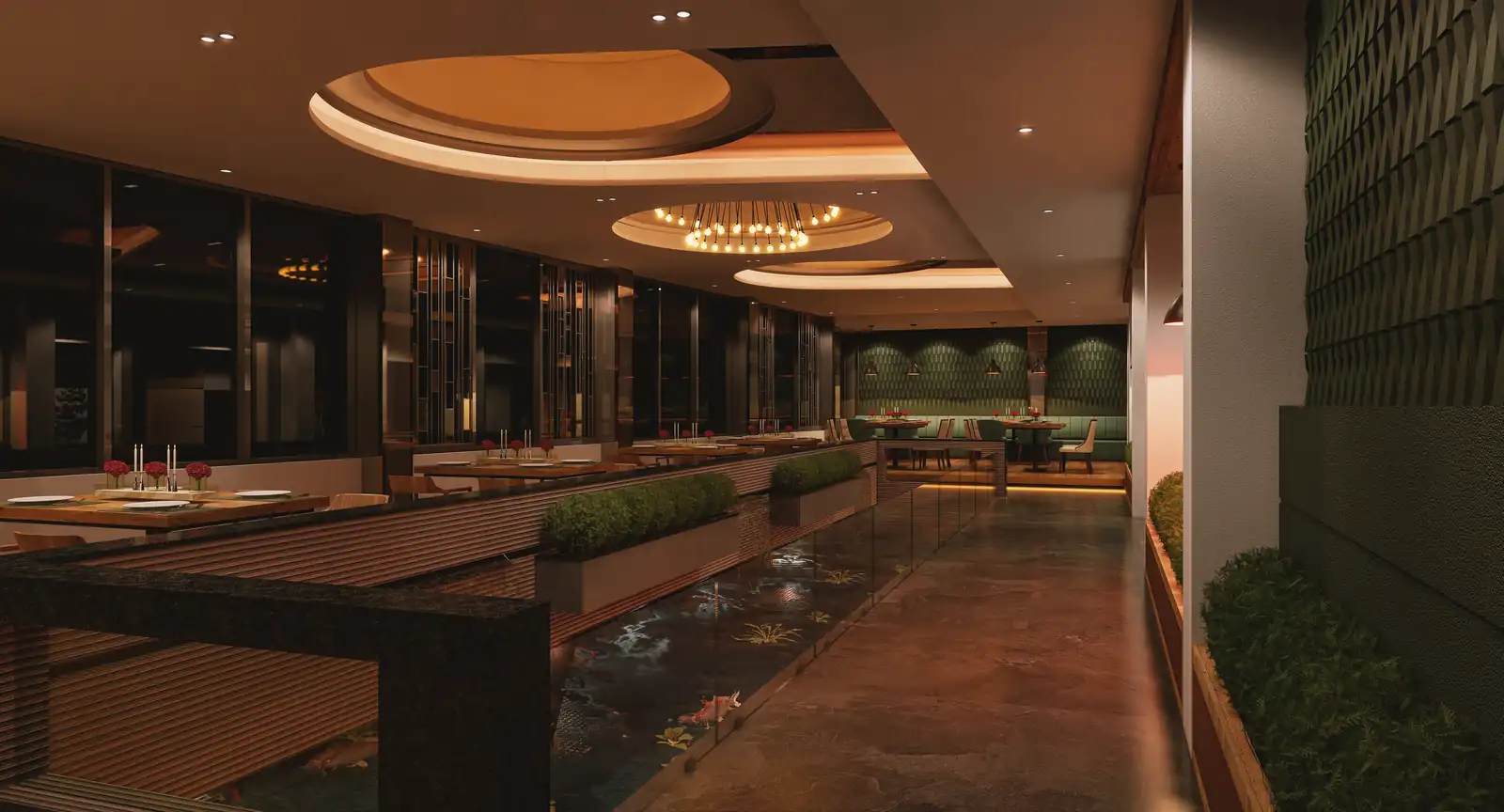 Restaurant dining at Travancore Hotel, Vazhayila, Trivandrum - hotel interior design by Radianz, architects in Trivandrum