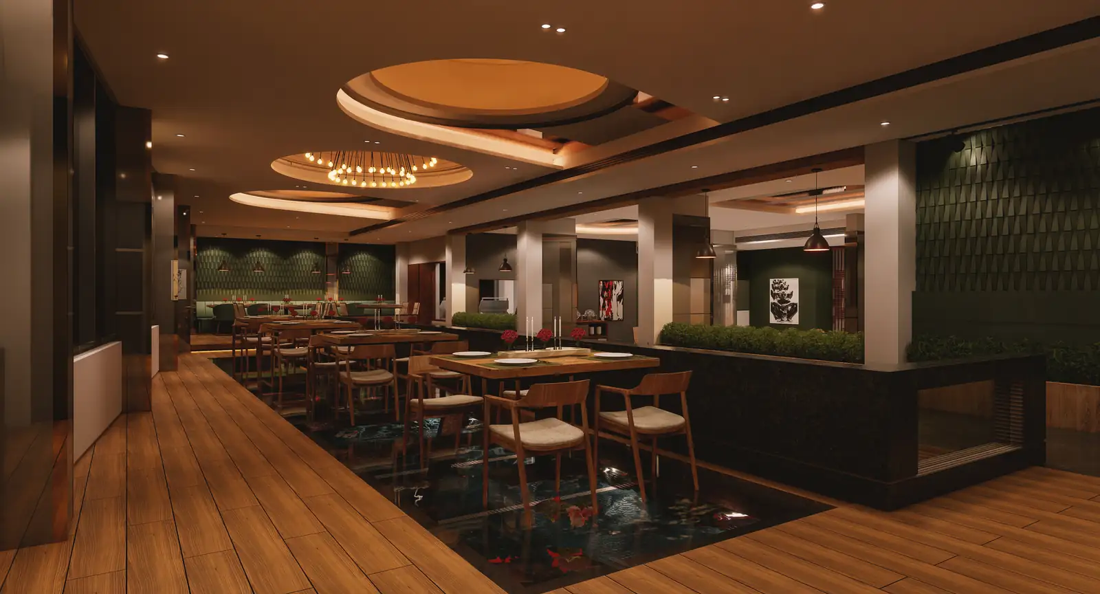 Restaurant at Travancore Hotel, Vazhayila, Trivandrum - hotel interior design by Radianz, architects in Trivandrum