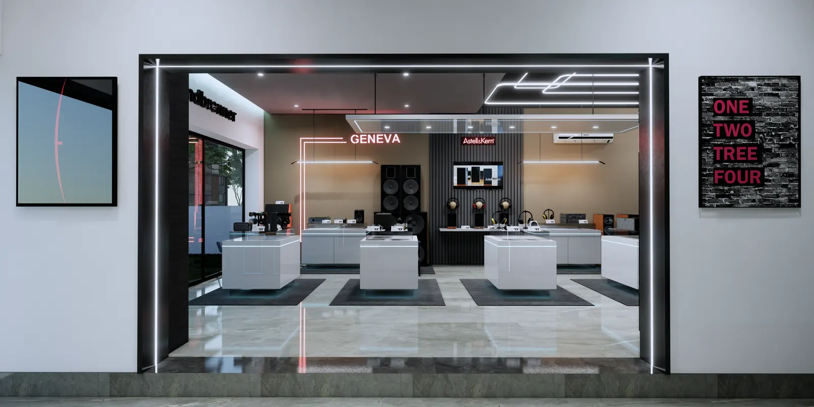 Demo room at Vipin Audio Showroom, Trivandrum - retail interior design by Radianz, architects in Trivandrum
