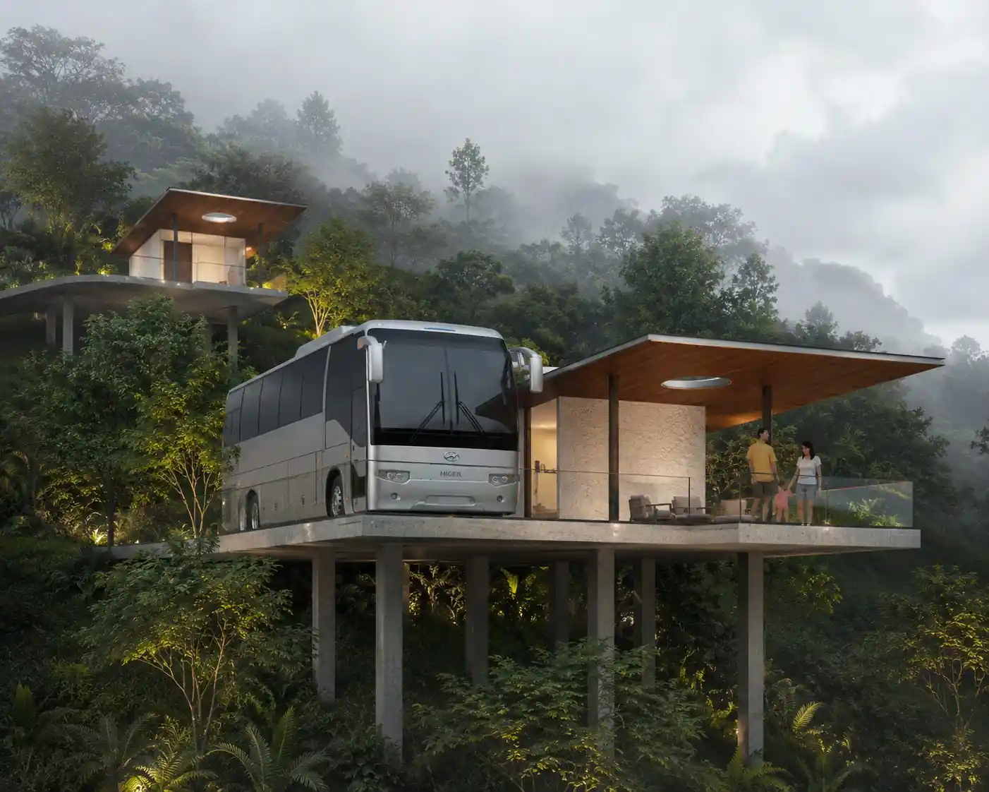 Hillside villa in mist, Wagamon, Idukki - concept design visualisation by Radianz