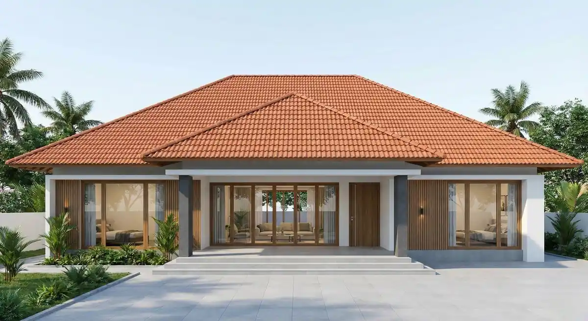 Kerala style house elevation in Trivandrum - architecture by Radianz, architects in Trivandrum