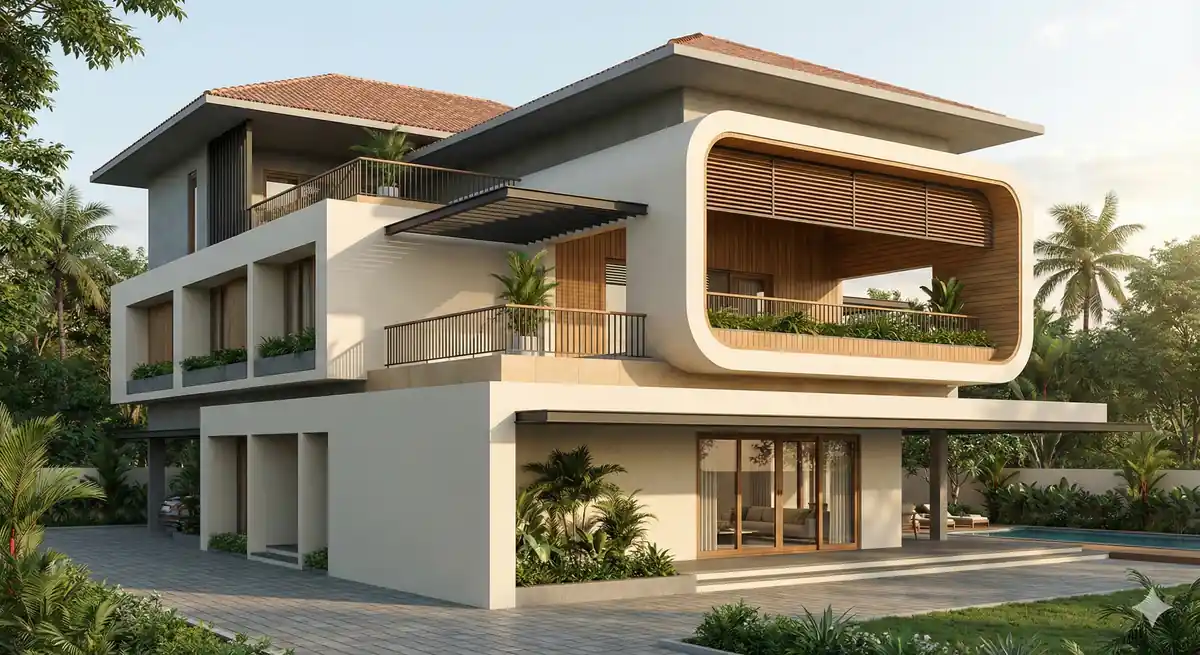 Luxury house design in Kowdiar, Trivandrum - architecture by Radianz, architects in Trivandrum